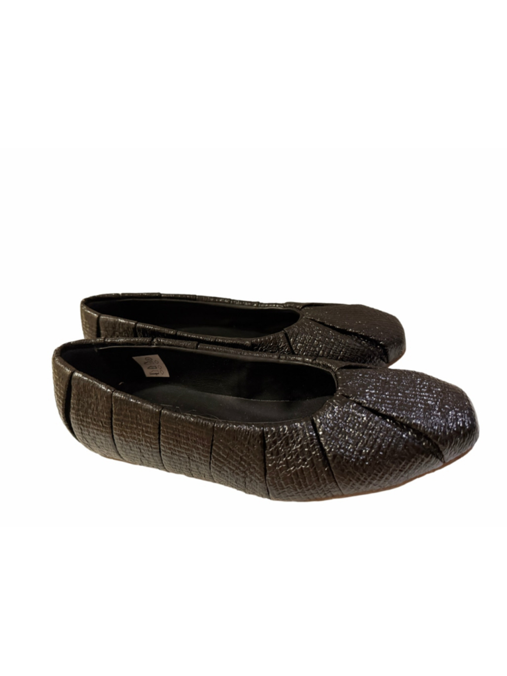 THEMOIRè Black Textured Ballet Flats EU 40 US 9 Square Toe Slip On Italy